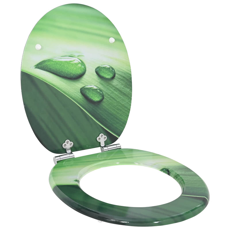 Afbeelding laden in galerijviewer, Vidaxl zachte sluit toiletbril groene druppel 44 x 38 cm mdf-plaat
