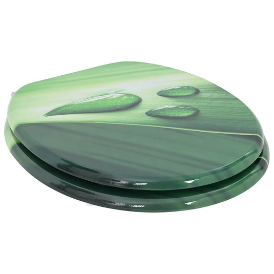 Vidaxl zachte sluit toiletbril groene druppel 44 x 38 cm mdf-plaat