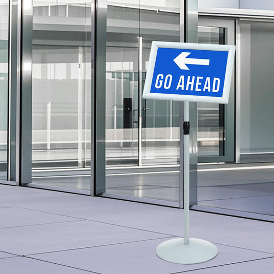Vidaxl pedestal posterstand zilver 33 x 33 x 126 cm pvc en staal