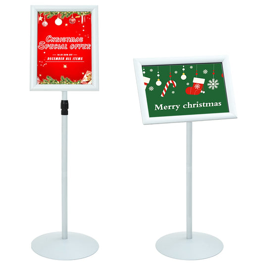 Vidaxl pedestal posterstand zilver 33 x 33 x 126 cm pvc en staal