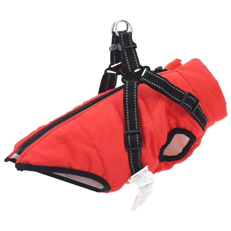 Afbeelding laden in galerijviewer, Vidaxl hondenjas met harnas rood l fleece en polyester
