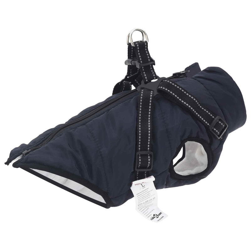 Afbeelding laden in galerijviewer, Vidaxl hondenjas marineblauw l28 fleece en polyester
