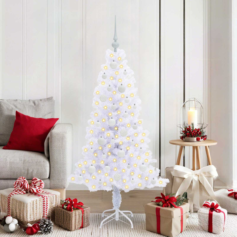 Afbeelding laden in galerijviewer, Vidaxl kunstkerstboom met 150 led wit 150 cm pvc en staal
