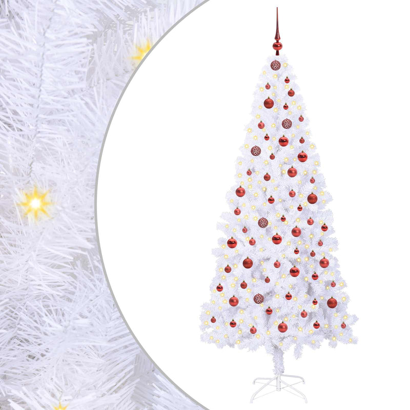 Afbeelding laden in galerijviewer, Vidaxl kunstkerstboom met 300 led wit 210 cm pvc en staal
