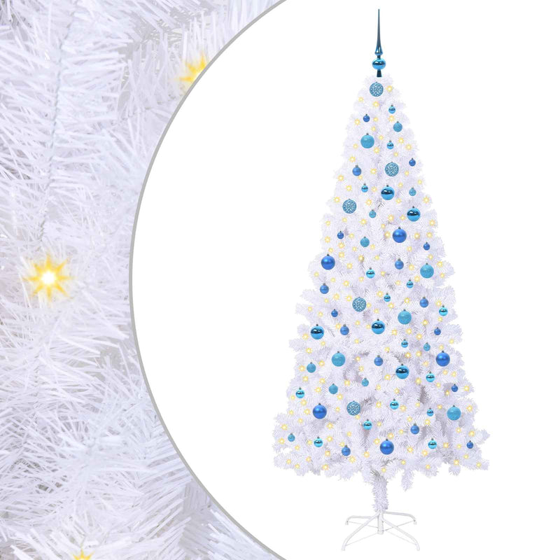 Afbeelding laden in galerijviewer, Vidaxl kunstkerstboom met 300 led wit 210 cm pvc en staal
