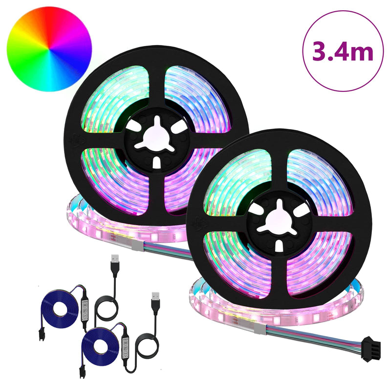 Afbeelding laden in galerijviewer, Vidaxl led-strip 2 pcs zwart en transparant 1700 mm koper en kunststof
