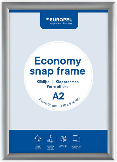 Europel economy kliklijst – posterlijst – a2 – 42 x 59,4 cm – 25mm – aluminium – zilver