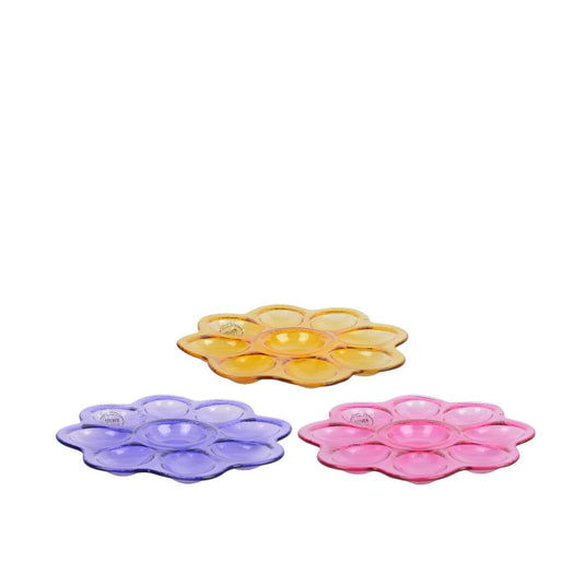 Decoris bord bloem glas 3 assorti ø20,7xh2cm