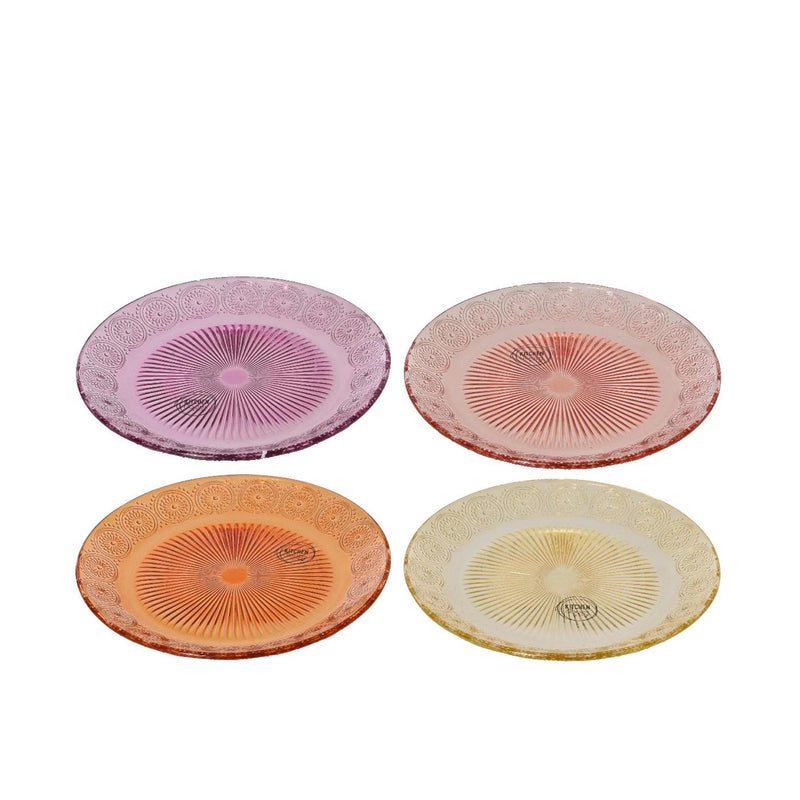 Afbeelding laden in galerijviewer, Decoris dinerbord glas ø25xh1,8cm 4 assorti
