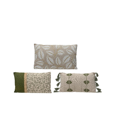 Decoris kussen met print beige polyester katoen 3x30x50cm 3 assorti
