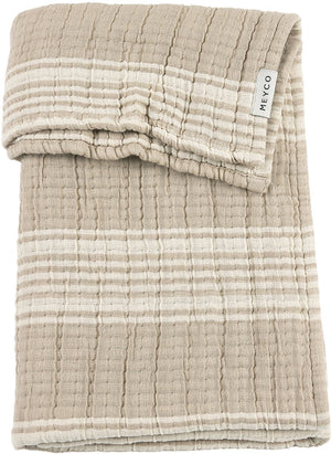 Meyco baby stripe jacquard ledikant deken - pre-washed hydrofiel - sand - 100x150cm - 1.5 tog