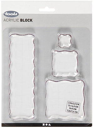 Creativ company stempelblok, afm 2,5x2,5+5x5+7,6x7,6+5x16,5 cm, dikte 1 cm, 4 stuks