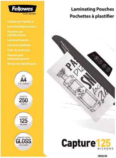 Fellowes lamineerhoezen a4 - 125micron - glanzend - 250 stuks - voordeelpak
