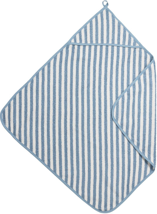 Meyco baby fat stripe badcape - jacquard badstof - jeans blue - 75x75cm