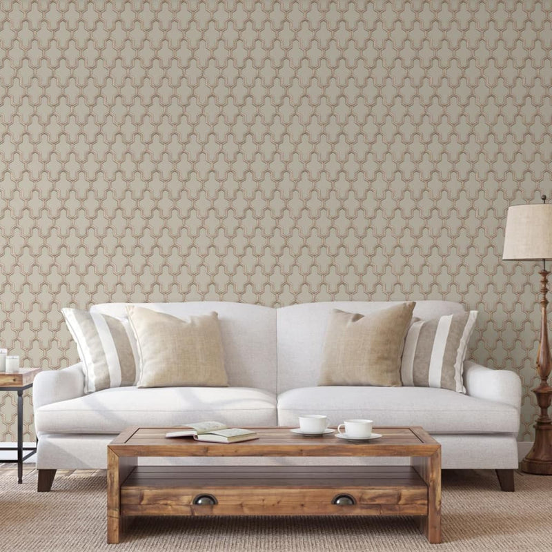 Afbeelding laden in galerijviewer, Dutch wallcoverings behang geometric goudkleurig en groen
