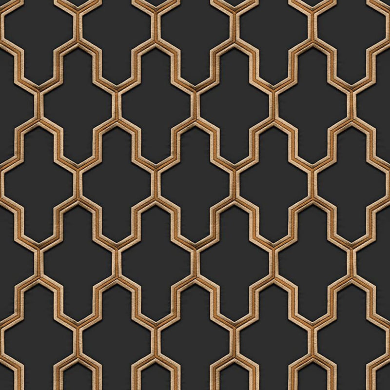 Afbeelding laden in galerijviewer, Dutch wallcoverings behang geometric zwart en goudkleurig
