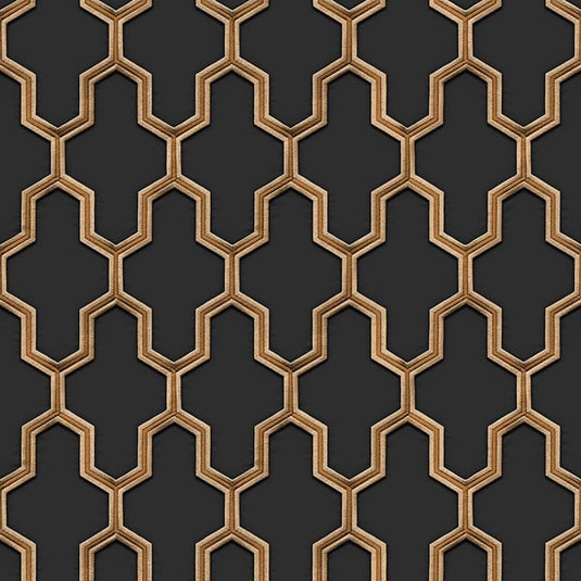 Dutch wallcoverings behang geometric zwart en goudkleurig