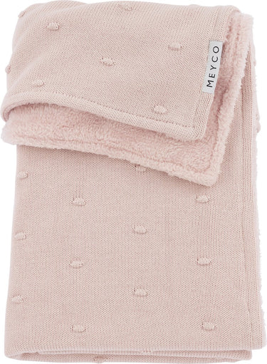 Meyco baby mini knots teddy ledikant deken - soft pink - 100x150cm - 2.0 tog