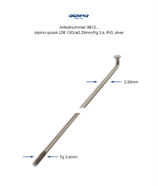 Spaken Alpina rvs 13-265 zonder nippel