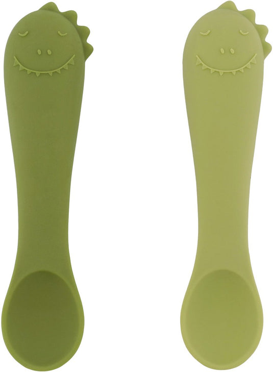 Trixie | eerste babylepels 2-pack - mr. dino - zachte siliconen - gemakkelijke grip - 4m+