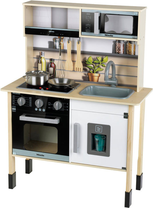Klein toys - miele-speelkeuken - aanrechtblad van 55 cm hoog - incl. licht en geluidseffecten - hout