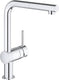 Grohe minta keukenkraan - l-uitloop - 360° draaibereik - met uittrekbare handdouche - chroom