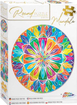 Grafix mandala ronde puzzel 1000 stukjes voor volwassenen | legpuzzel | diameter 68 cm | mandala legpuzzels | familie puzzel | geschikt voor kinderen vanaf 14 jaar
