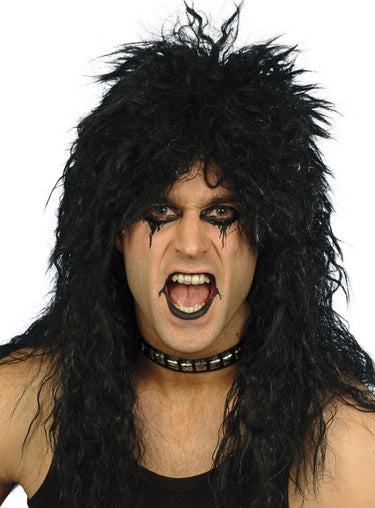 Smiffys hair metal pruik zwart - kostuum pruik voor carnaval