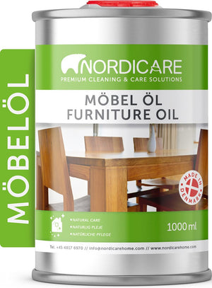 Nordicare meubelolie (1l) houtolie voor onderhoud, kleurloos voor eiken, beuken, walnoot, lariks - houtbeits op basis van lijnzaadolie - lijnzaadolie vernis