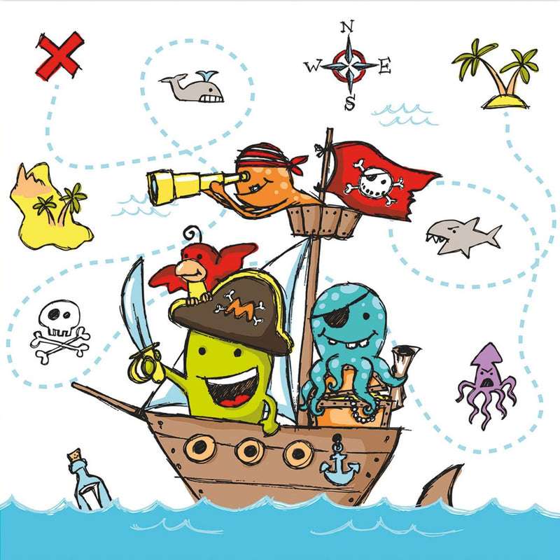 Afbeelding laden in galerijviewer, Papstar set a 20 servetten pirate crew 3-laags 33x33cm
