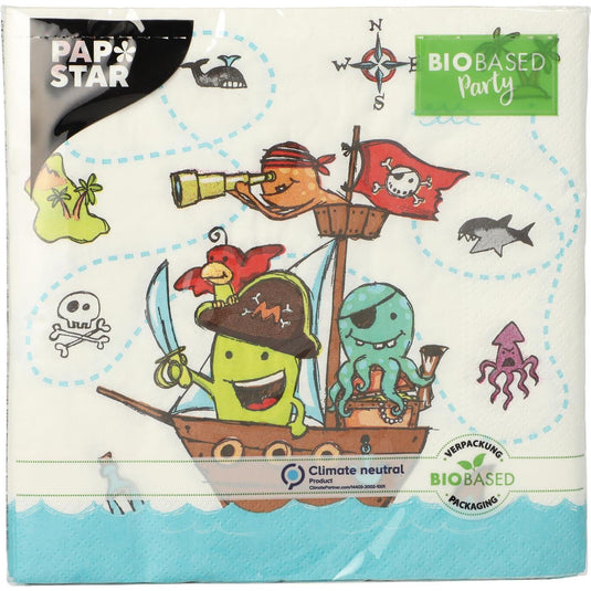 Papstar set a 20 servetten pirate crew 3-laags 33x33cm