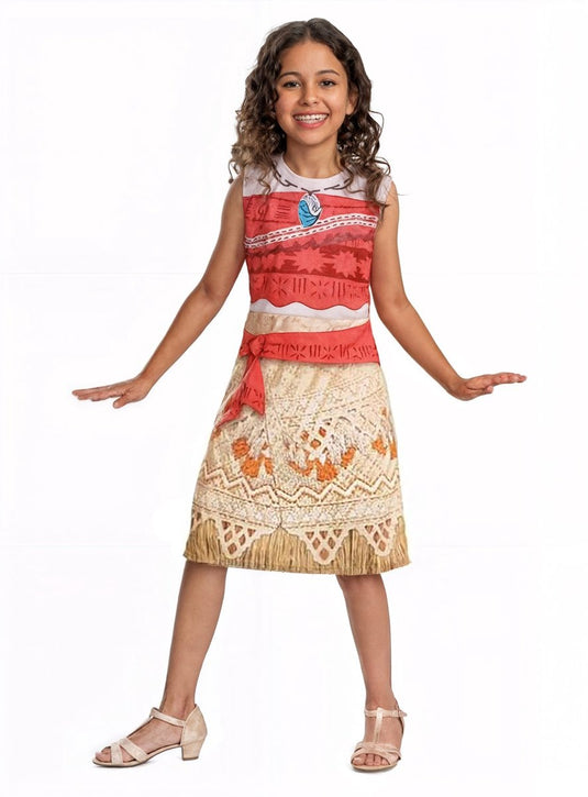Disguise disney - moana 2, kostuum moana vaiana basic plus jurk, maat s (5 - 6 jaar)