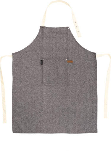 Tiseco home studio - keukenschort sherlock fishbone - 50 % polyester-50% katoen - verstelbaar aan de nek, ruime voorzak, ophanglus - 68x85 cm - zwart wit