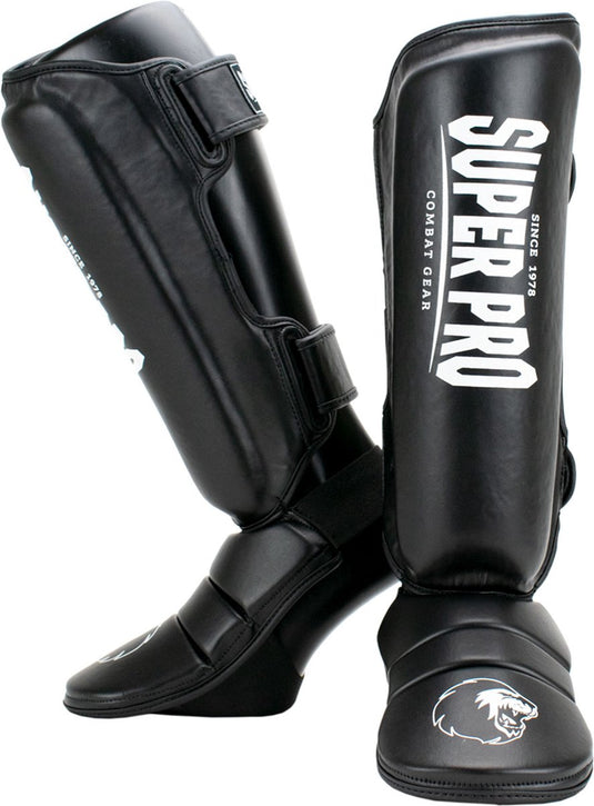 Super pro combat gear scheenbeschermer protector zwart wit medium