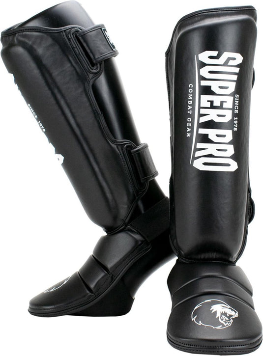 Super pro combat gear scheenbeschermer protector zwart wit large