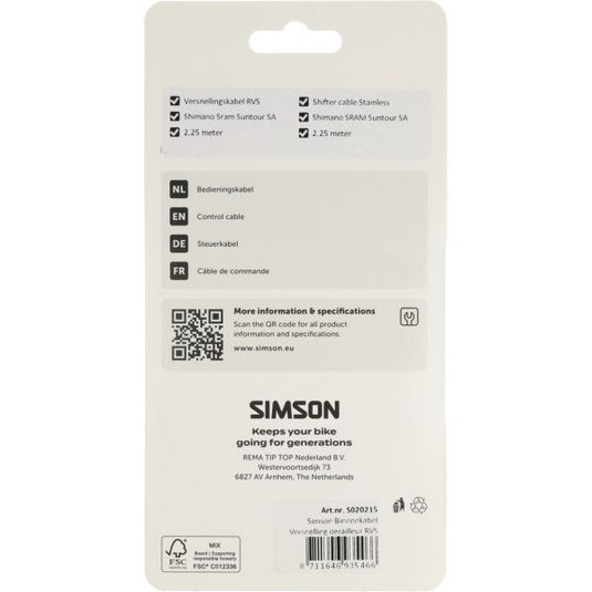 Simson versnelling binnenkabel derailleur rvs