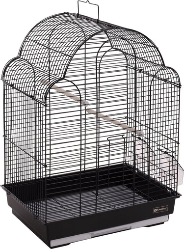 Flamingo vogelkooi – parkietenkooi bali zwart 42x30x57,5cm – stijlvolle metalen kooi met accessoires voor parkieten