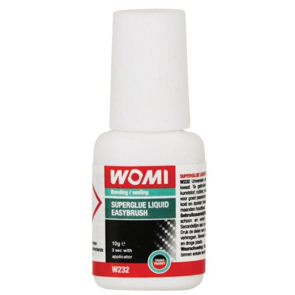 Afbeelding laden in galerijviewer, Womi secondelijm w232 superglue liquid easybrush transparant 10 gram
