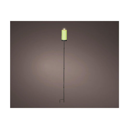 Lumineo solar kaars op steker groen plastic ø7xh117cm