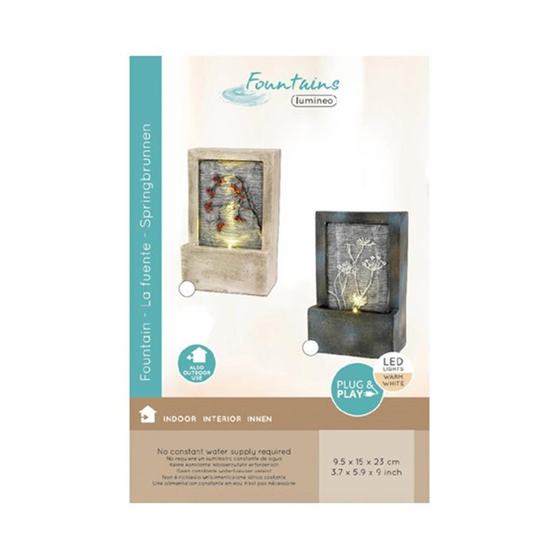 Afbeelding laden in galerijviewer, Lumineo led poly fontein met bloem (binnen of buiten) 9.5x15x23cm
