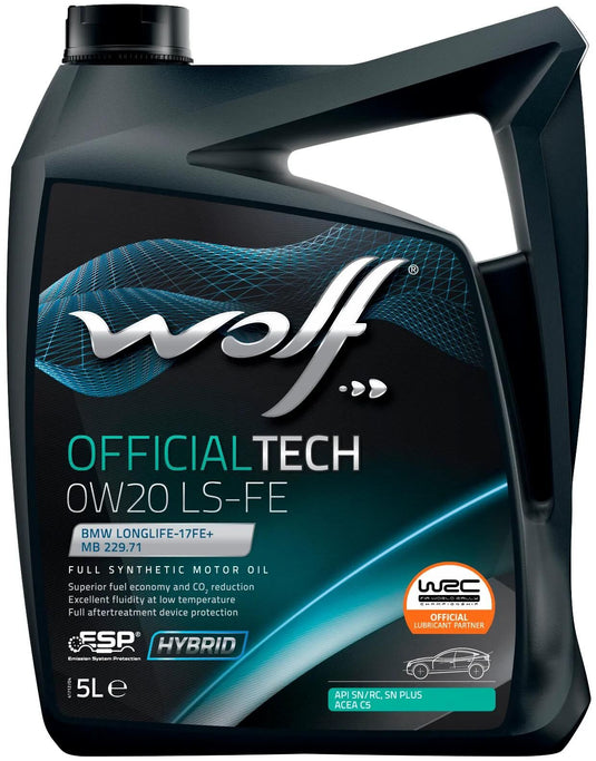 Wolf motorolie officialtech ls fe motoroil 0w20 5l off.tech ls-fe