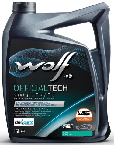 Wolf motorolie officialtech c2 c3 motoroil 5w30 5l officialtech c2 c3