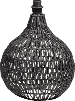 Woood macy tafellampvoet - rattan look - zwart - 44x31x31