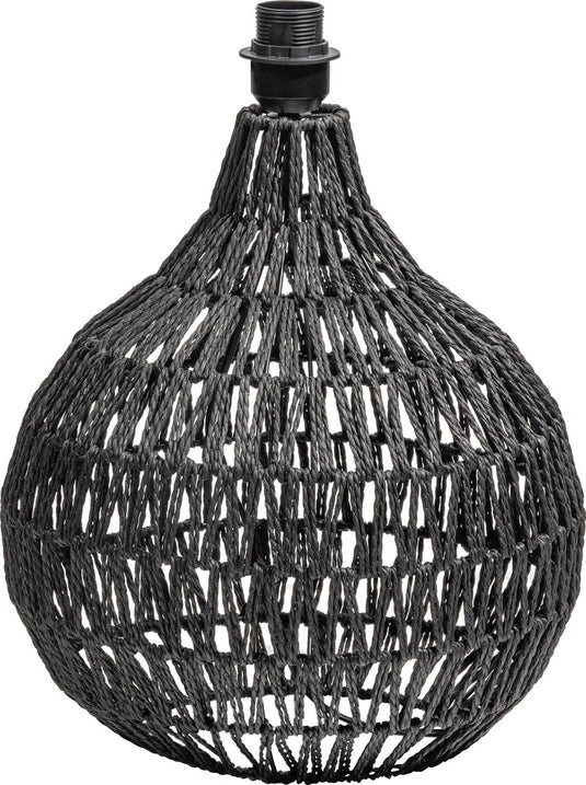 Woood macy tafellampvoet - rattan look - zwart - 44x31x31