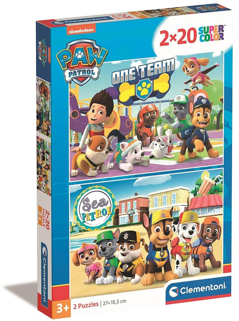 Afbeelding laden in galerijviewer, Clementoni legpuzzel super color paw patrol, 2x20st.
