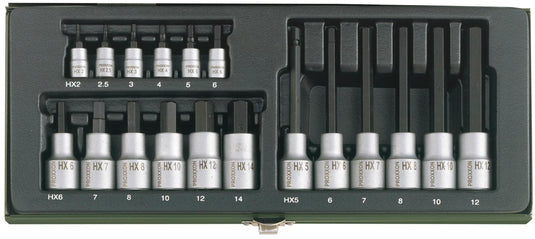 Proxxon dopsleutel set inside hexagon set 18-t.