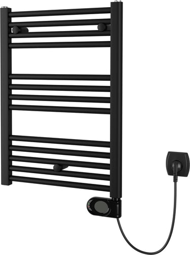 Plieger elba elektrische handdoekradiator – handdoek verwarmer – met klokthermostaat – 70.2 cm x 50 cm – 300 watt – mat zwart