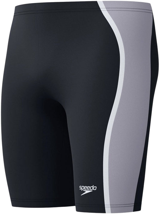 Speedo solid splice jammer heren - strakke zwembroek heren - chloorbestendige zwembroek mannen - sportzwembroek heren met trekkoord - zwart grijs - m