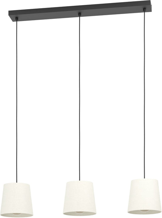 Eglo febres hanglamp - e27 - 88 cm - zwart wit - teddy stof