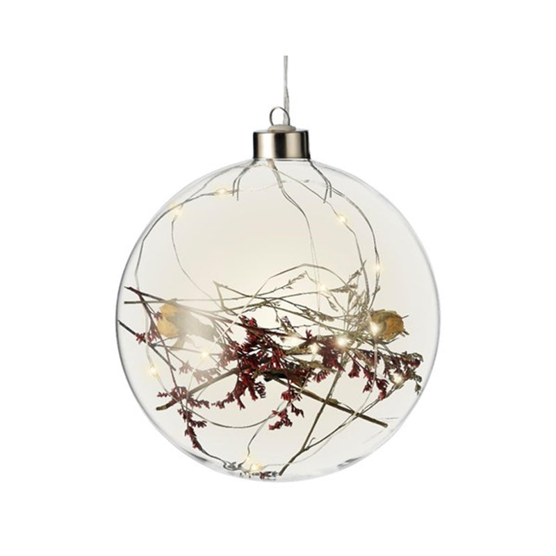 Afbeelding laden in galerijviewer, Lumineo micro led verlichting bal met droogbloemen ø14cm op batterij met 6 uurs timer voor binnen gebruik
